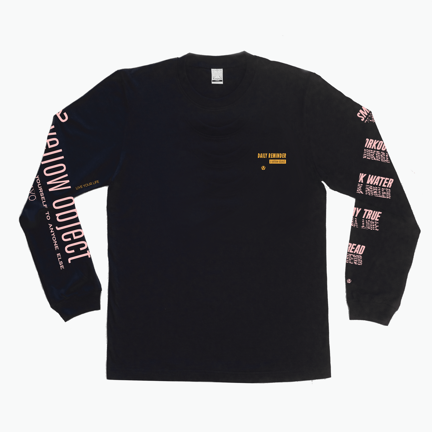 Daily Reminder Long Sleeve T-Shirt (Black) - a yellow object