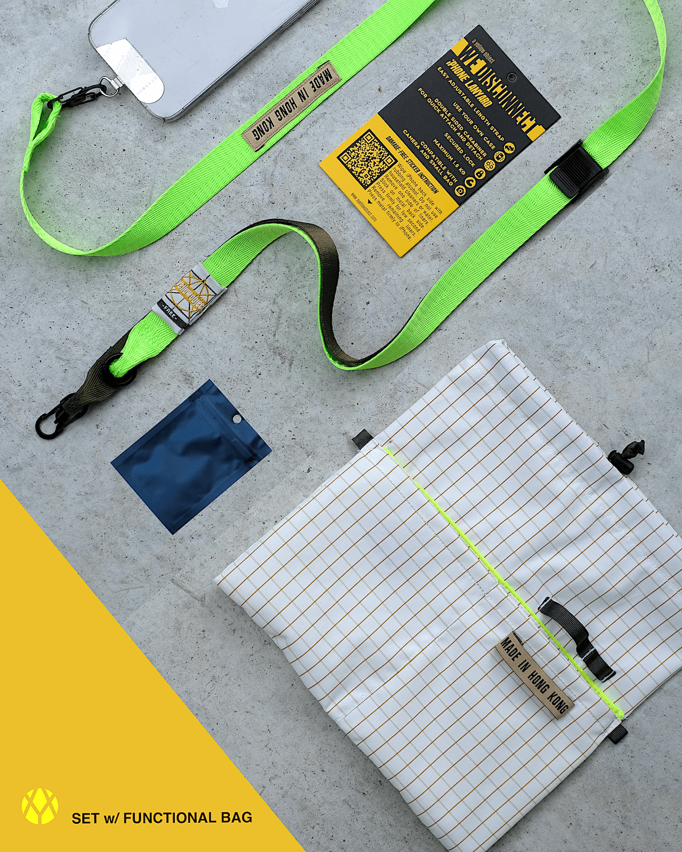 We Disconnect 2.0 Phone Lanyard (Lime) - a yellow object
