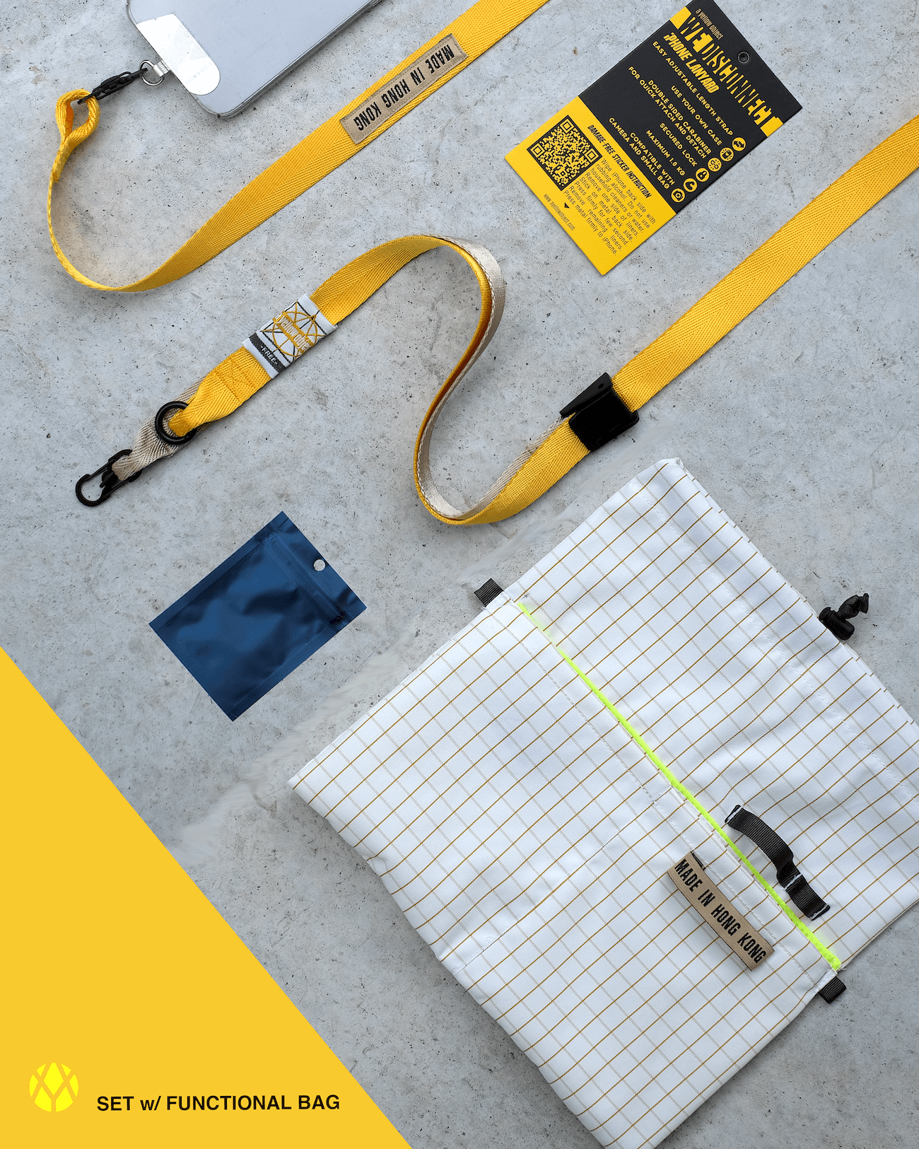 We Disconnect 2.0 Phone Lanyard (Yellow) - a yellow object